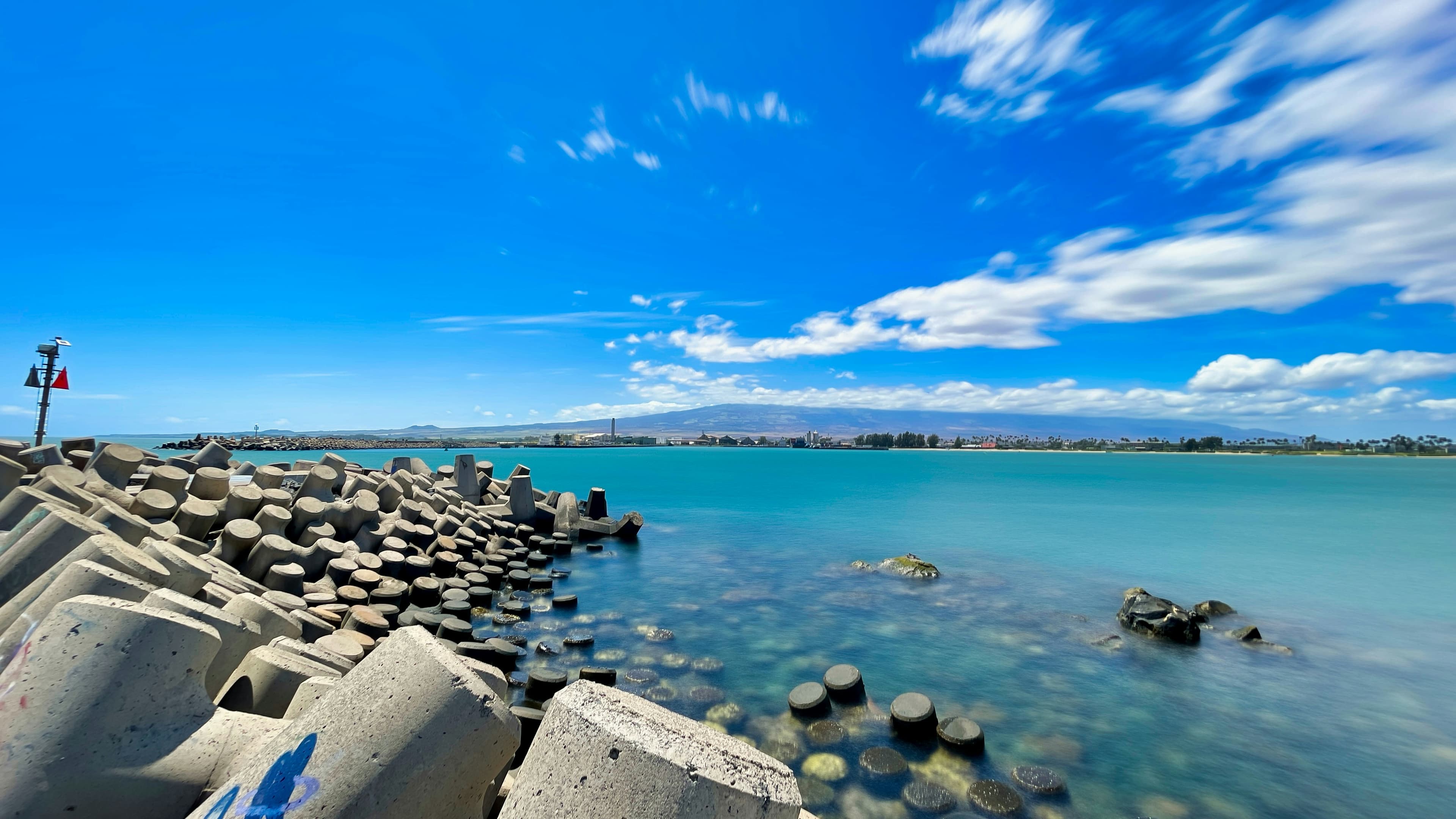 View of Haleakala from Kahului Harbor